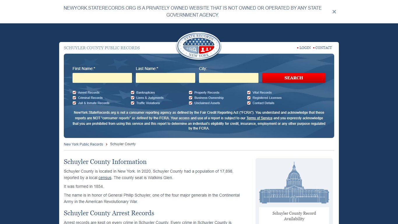 Schuyler County Arrest, Court, and Public Records | StateRecords.org